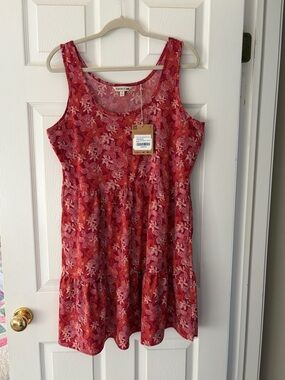 Toad&Co Red Floral Tiered Mini Dress